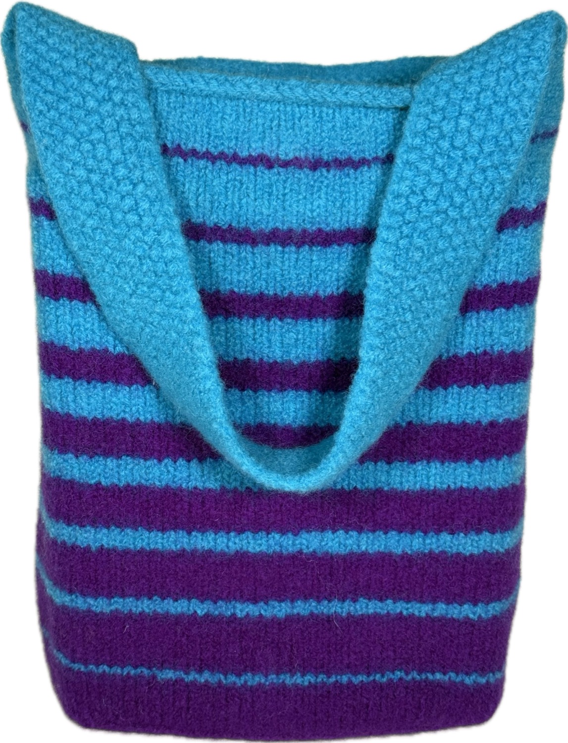 Purple and turquoise felted tote